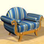 Striped armchair in the style of modern 3D – model  CAD symbolsofa53