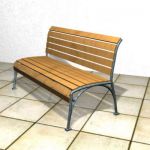 Wooden bench on metal legs CAD 3D - model symbol bench 00007