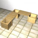 Angular wooden bench for the garden 3D object bench 00018