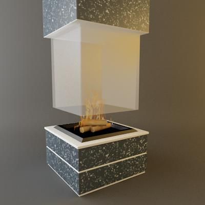 Qualitative 3D-model of fireplace in high-tech art bl_80/80/200