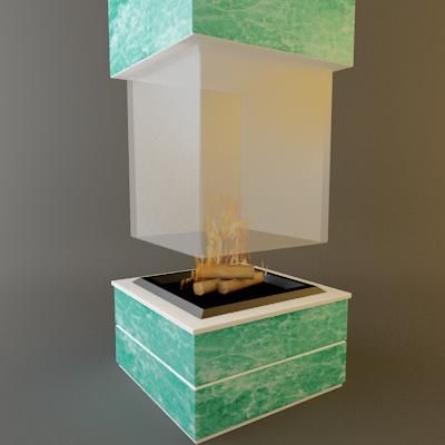 Qualitative 3D-model of fireplace in high-tech art gr_80/80/200