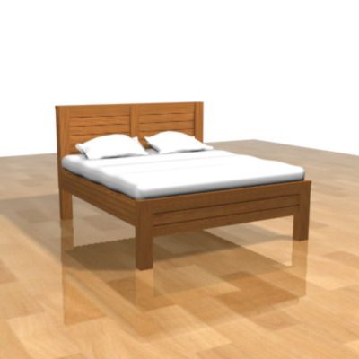 Double wooden bed 3D model BED10