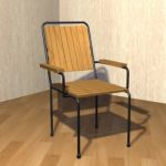 Wooden armchair with metal legs 3D object Chair 009