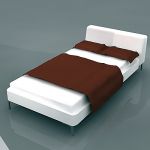 Italian minimalist bed 3D object B&B Italia Charles 2