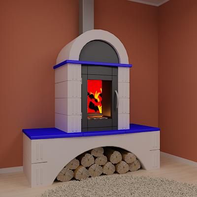 Qualitative 3D-model of country fireplace 01