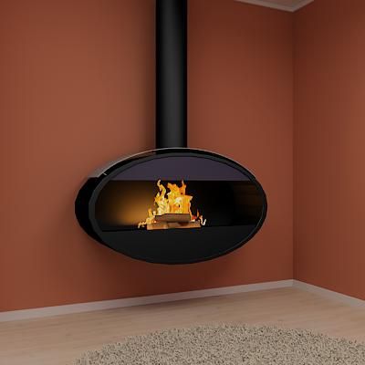 Qualitative 3D-model of fireplace in high-tech art ARBORI 04