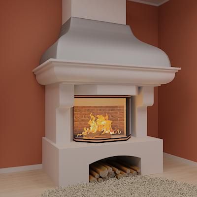 Qualitative 3D-model of fireplace in art nouveau