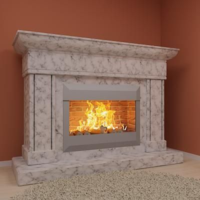 Qualitative 3D-model of classic marble fireplace 50/150/110