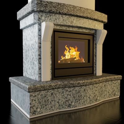 Qualitative 3D-model of fireplace in art nouveau 102