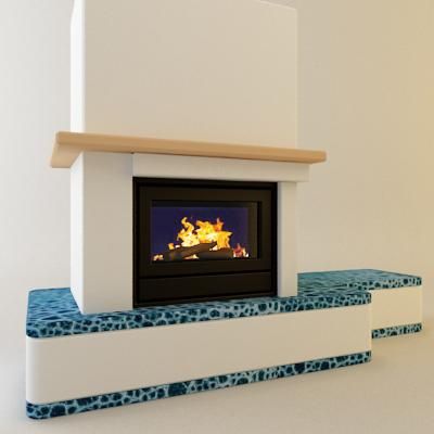 Qualitative 3D-model of fireplace in art nouveau 104