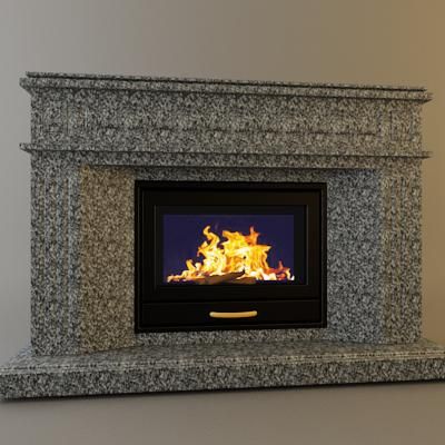 Qualitative 3D-model of classic gray marble fireplace