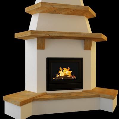 Qualitative 3D-model of corner country fireplace 115
