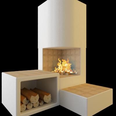 Qualitative 3D-model of fireplace in art nouveau 116