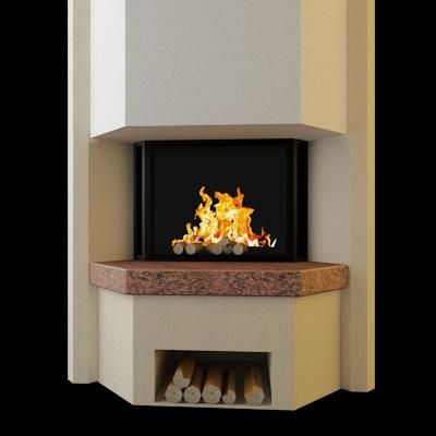 3D-model of corner country fireplace 118