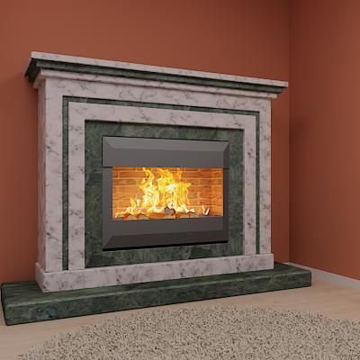 Qualitative 3D-model of classic marble fireplace 50/180/135