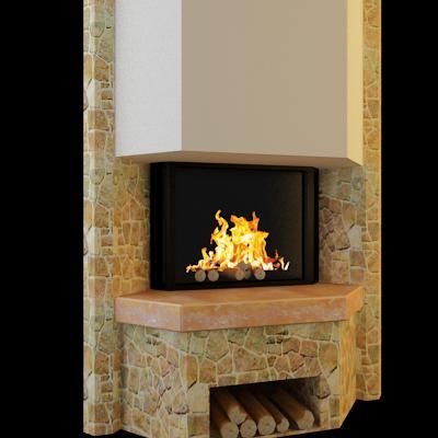 Qualitative 3D-model of corner country fireplace 124
