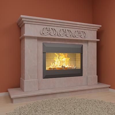 Qualitative 3D-model of classic marble fireplace 13