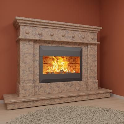 Qualitative 3D-model of classic marble fireplace 14