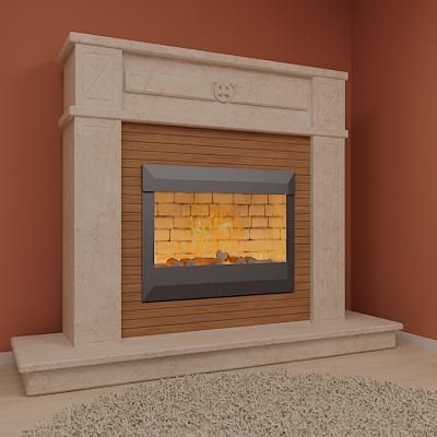 Qualitative 3D-model of classic marble fireplace 15