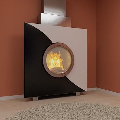 Qualitative 3D-model of fireplace in high-tech art 24