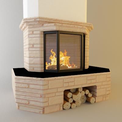 Qualitative 3D-model of country fireplace 35