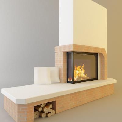 3D-model of fireplace in art nouveau 37