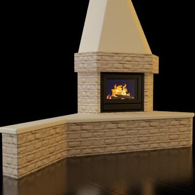 Qualitative 3D-model of country fireplace 58