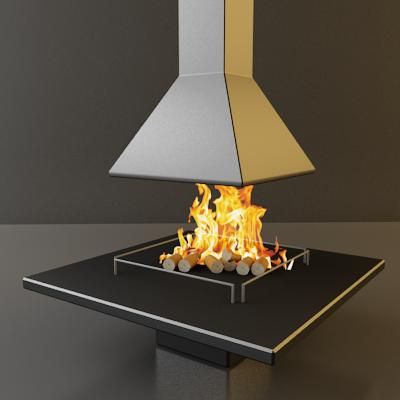 3D-model of fireplace in high-tech art 80