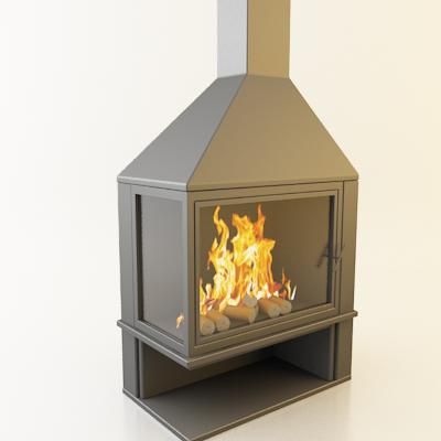 3D-model of corner fireplace in high-tech art 85