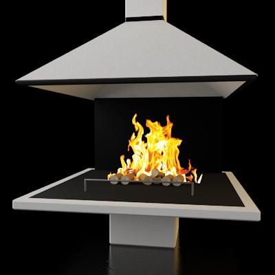 3D-model of fireplace in high-tech art 87