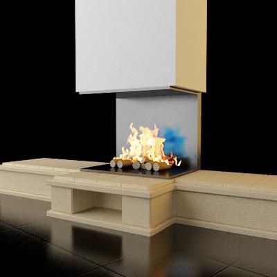 3D-model of fireplace in high-tech art 91