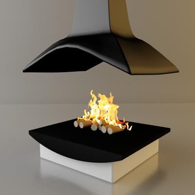 3D-model of fireplace in high-tech art 97