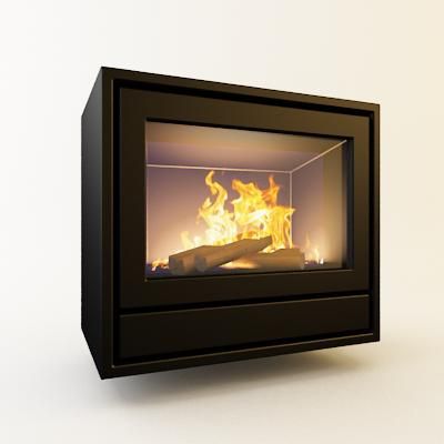Qualitative 3D-model of fireplace in high-tech art  Luce 62