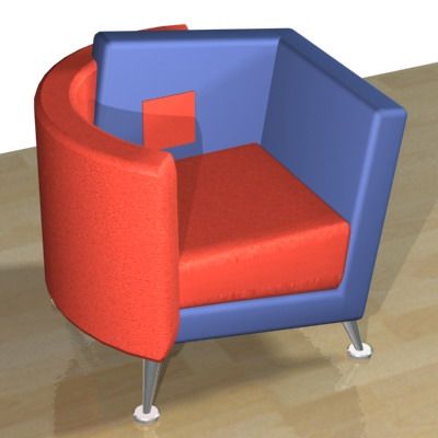 3D - model blue-red armchair 3DS Focus