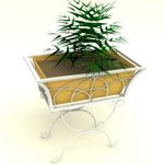 Flower in a yellow pot Nouveau CAD 3D - model symbol Plant stand03