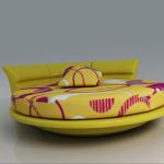 Yellow round bed CAD symbol Poltrona Frau Lullaby Due