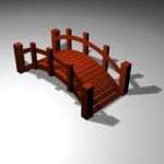 Red wooden garden bridge 3D object bridges 03