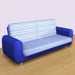 3D - model blue sofa in the style of minimalism 3d object Chaise-longue