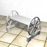 Rustic wooden garden bench CAD 3D - model symbol garden 01