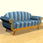 3D - model striped sofa in the Art Nouveau style 3DS sofa52